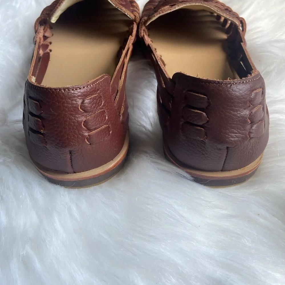 Nisolo Women's Ecuador Huarache Burnt Sienna Leather Shoe Sandal Flat Size 7 NWB - Picture 6 of 9